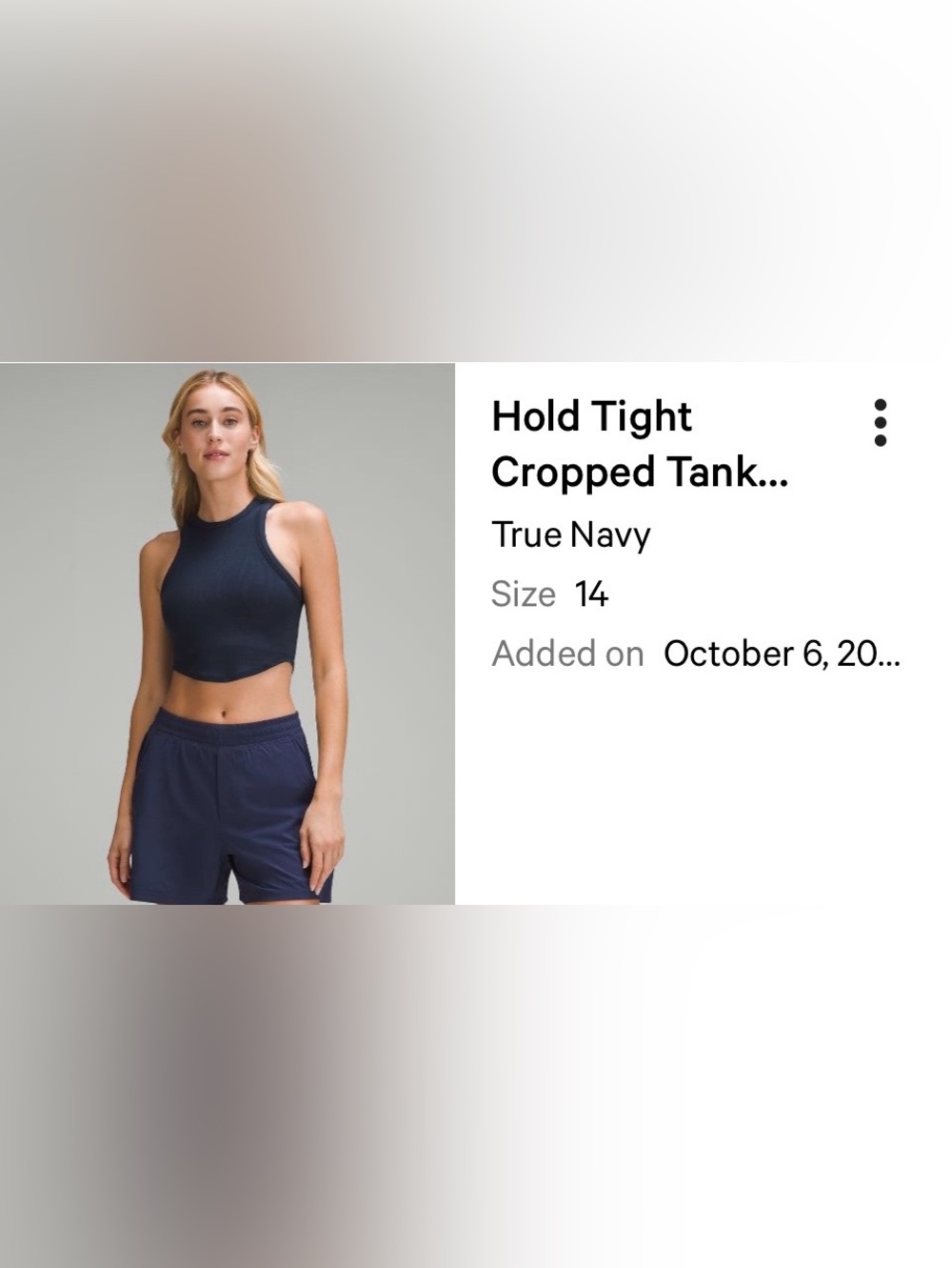 Lululemon Hold Tight Cropped Tank Top in True Navy (Size 14) - Picture 3 of 5